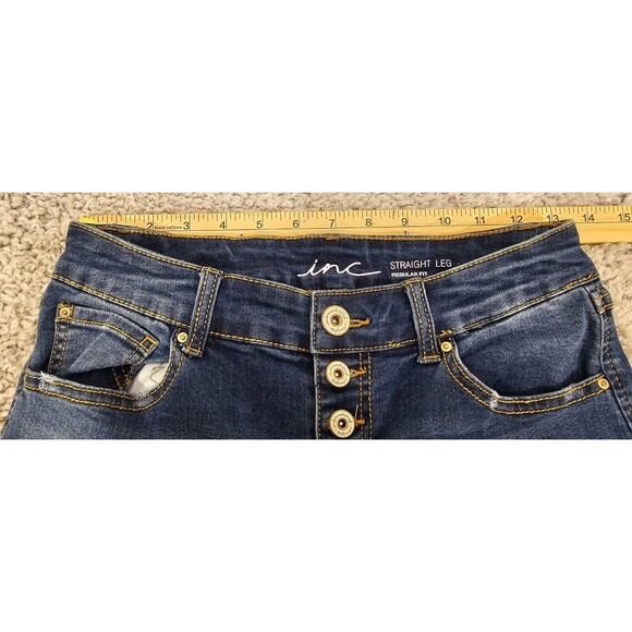 INC International Concepts Womens Jeans Cropped Fringe Straight Mid Rise Blue 4 - Picture 11 of 16